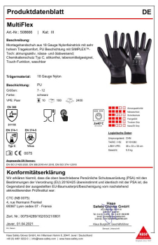Preview: HASE 508666 MultiFlex Chemikalienschutzhandschuh Typ C