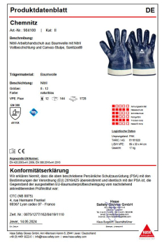Preview: HASE 904100 Chemnitz Nitril-Arbeitshandschuh aus Baumwolle 12 Paar VPE